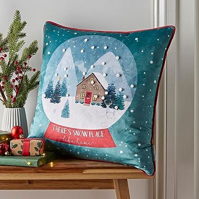 Catherine Lansfield - Snow Place Like Home - Green - Cushion Catherine Lansfield - Snow Place Like Home - Green - Cushion