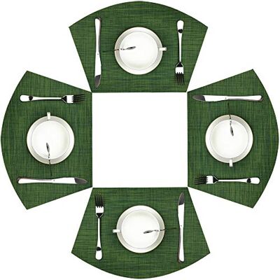 WAZAIGUR Wedge Placemats,Set of 4 Vinyl Placemats for Round Tables Woven Non-Slip Heat-Resistant Easy to Clean Wipeable Washable Dinner Table Mats(Seaweed Green) WAZAIGUR Wedge Placemats,Set of 4 Vinyl Placemats for Round Tables Woven Non-Slip Heat-Resistant Easy to Clean Wipeable Washable Dinner Table Mats(Seaweed Green)