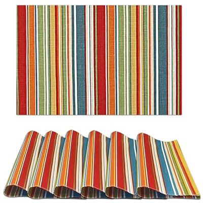 Ruvanti Placemats 100% Cotton, 13x19 Inch, Set of 6 Modern Multi Stripe Place Mats for Dining Table Decor, Kitchen & Table Linens, Coffee Mat for Christmas Dinners Ruvanti Placemats 100% Cotton, 13x19 Inch, Set of 6 Modern Multi Stripe Place Mats for Dining Table Decor, Kitchen & Table Linens, Coffee Mat for Christmas Dinners