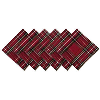 DII Metallic Fabric, Polyester, Red Tartan Plaid, 20" x 20" (Set of 1) DII Metallic Fabric, Polyester, Red Tartan Plaid, 20" x 20" (Set of 1)