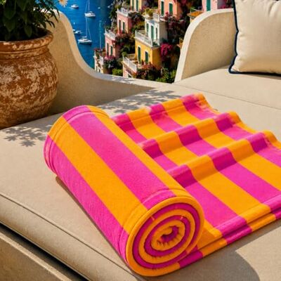 PETTI Artigiani Italiani Microfibre Beach Towel, Beach or Pool Towel, Beach Lounger Towel, Large 90 x 180 cm, Fuchsia Orange Stripes PETTI Artigiani Italiani Microfibre Beach Towel, Beach or Pool Towel, Beach Lounger Towel, Large 90 x 180 cm, Fuchsia Orange Stripes