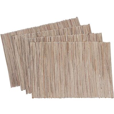 SARO LIFESTYLE Melaya Collection Shimmering Woven Nubby Table Placemats (Set of 4), 14" x 20", Natural SARO LIFESTYLE Melaya Collection Shimmering Woven Nubby Table Placemats (Set of 4), 14" x 20", Natural
