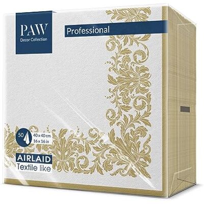 PAW Decor Collection PAW Napkins Made of airlaid Fabric-Like (40 x 40 cm) I 50 Pieces I Ideal for Wedding, Baptism, Communion, Birthday I Fabric-Like Napkins Ornament, Gold, Frame I Color: Golden Ornament PAW Decor Collection PAW Napkins Made of airlaid Fabric-Like (40 x 40 cm) I 50 Pieces I Ideal for Wedding, Baptism, Communion, Birthday I Fabric-Like Napkins Ornament, Gold, Frame I Color: Golden Ornament