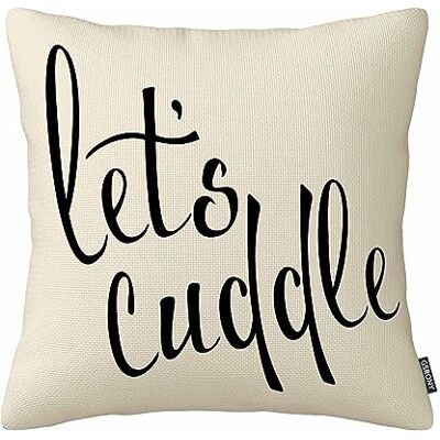GSRONY Decorative Square Pillow Case Lets Cuddle Love Quote Pillow Cover Cotton Linen 18X18 Inches GSRONY Decorative Square Pillow Case Lets Cuddle Love Quote Pillow Cover Cotton Linen 18X18 Inches