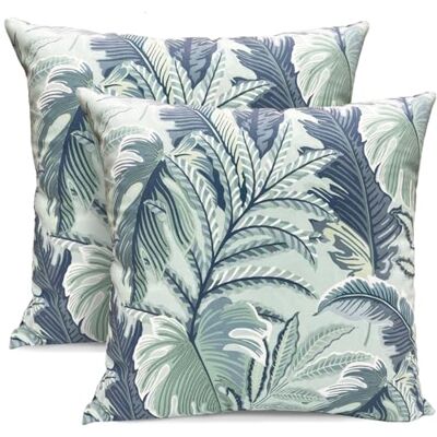 RYSMIYOU Decorative Throw Pillow Covers Set of 2 Blue Green Large Leaves Pillow Covers 16x16 inch Soft Short Plush Square Floral Throw Pillows,Farmhouse Outdoor Pillow Covers for Couch Living Room RYSMIYOU Decorative Throw Pillow Covers Set of 2 Blue Green Large Leaves Pillow Covers 16x16 inch Soft Short Plush Square Floral Throw Pillows,Farmhouse Outdoor Pillow Covers for Couch Living Room