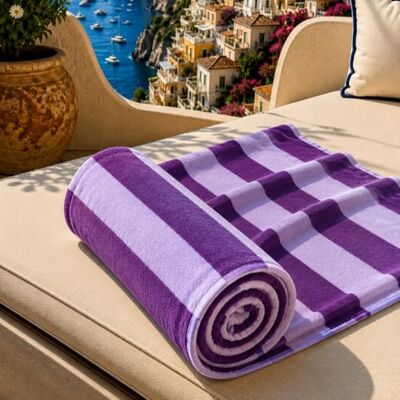 PETTI Artigiani Italiani Microfibre Beach Towel, Beach or Pool Towel, Beach Towel, Large 90 x 180 cm, Purple Lilac Stripes PETTI Artigiani Italiani Microfibre Beach Towel, Beach or Pool Towel, Beach Towel, Large 90 x 180 cm, Purple Lilac Stripes