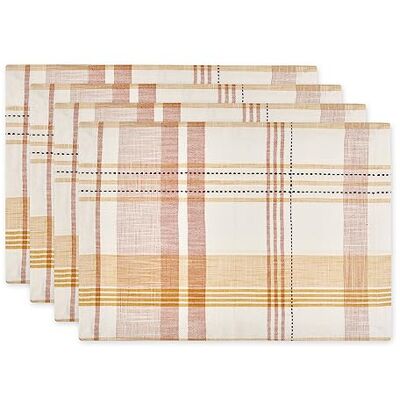 DII Veranda Plaid Collection Decorative Cotton Everyday Tabletop, Placemat Set, 13x19, 4 Count DII Veranda Plaid Collection Decorative Cotton Everyday Tabletop, Placemat Set, 13x19, 4 Count