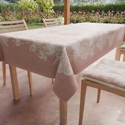 PETTI Artigiani Italiani Stain Resistant Rectangular Tablecloth Kitchen Table Cover Peonies Powder Design X12 Places (140 x 240 cm) PETTI Artigiani Italiani Stain Resistant Rectangular Tablecloth Kitchen Table Cover Peonies Powder Design X12 Places (140 x 240 cm)