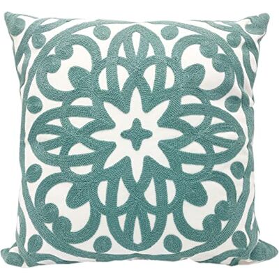 Alysheer Mandala 100% Cotton Solid Embroidered Knit Pattern Decorative Throw Pillow Cover for Sofa Couch Car Living Room Bedroom Office Gifts, Invisible Zipper, (18x18 Inch/45x45 cm) (Aqua Blue) Boho Mandala Embroidery Geometric Patterned Cotton Cushion Alysheer Mandala 100% Cotton Solid Embroidered Knit Pattern Decorative Throw Pillow Cover for Sofa Couch Car Living Room Bedroom Office Gifts, Invisible Zipper, (18x18 Inch/45x45 cm) (Aqua Blue) Boho Mandala Embroidery Geometric Patterned Cotton Cushion