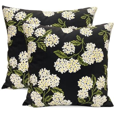 RYSMIYOU Decorative Throw Pillow Covers Set of 2 Black Hydrangea Pillow Covers 16x16 inch Super Soft Short Plush Square Floral Throw Pillows,Farmhouse Outdoor Pillow Covers for Couch Living Room RYSMIYOU Decorative Throw Pillow Covers Set of 2 Black Hydrangea Pillow Covers 16x16 inch Super Soft Short Plush Square Floral Throw Pillows,Farmhouse Outdoor Pillow Covers for Couch Living Room