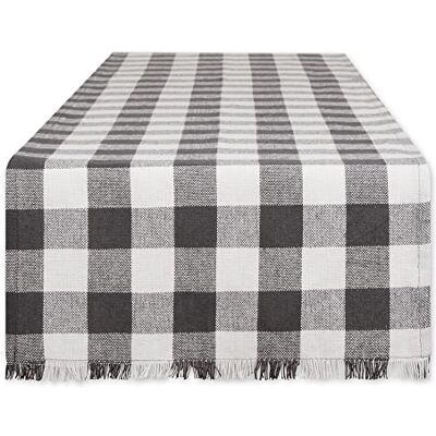 DII Heavyweight Fringed Check Tabletop Collection, Table Runner, 14x108, Mineral DII Heavyweight Fringed Check Tabletop Collection, Table Runner, 14x108, Mineral