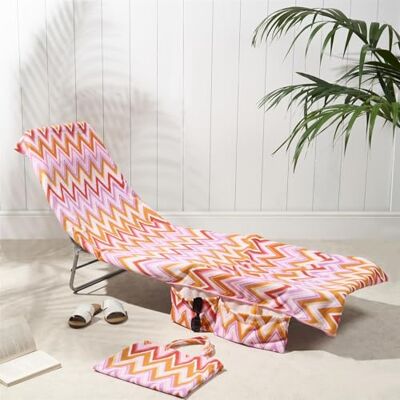 Brentfords Sun Lounger Towels with Pockets, Soft Quick Dry Towel Absorbent Lightweight Large Beach Towel in a Bag for Travel Poolside Beach Days Holiday Accessories, 75 x 215cm Orange Zigzag Brentfords Sun Lounger Towels with Pockets, Soft Quick Dry Towel Absorbent Lightweight Large Beach Towel in a Bag for Travel Poolside Beach Days Holiday Accessories, 75 x 215cm Orange Zigzag