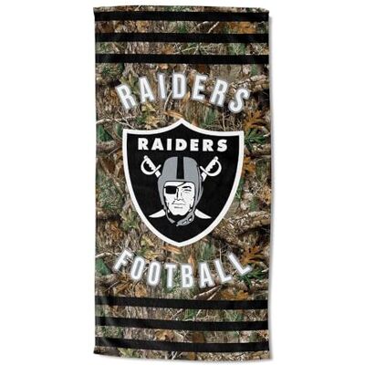 Northwest The Company NFL Las Vegas Raiders Beach Towel, 30" x 60", Realtree Stripes Northwest The Company NFL Las Vegas Raiders Beach Towel, 30" x 60", Realtree Stripes