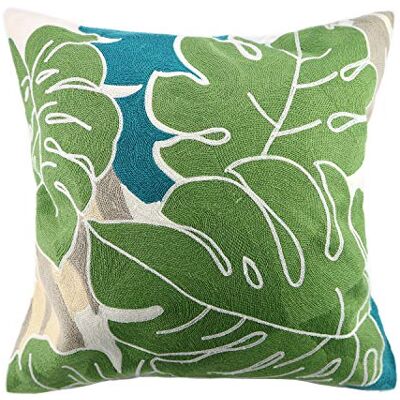 Hodeco Embroidery Throw Pillow Cover Tropical Leaves 18x18 Inches Decorative Floor Pillow Cover for Couch 100% Cotton Cushion Cover Pillow Case Full Size Monstera Leaf Embroidered, Green, 1 Piece Hodeco Embroidery Throw Pillow Cover Tropical Leaves 18x18 Inches Decorative Floor Pillow Cover for Couch 100% Cotton Cushion Cover Pillow Case Full Size Monstera Leaf Embroidered, Green, 1 Piece