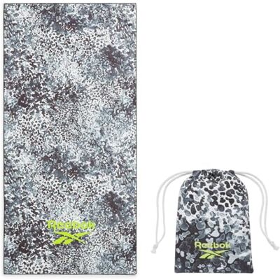 Reebok Sand Free Beach Towel Quick Dry Microfibre Towel Lightweight & Compact Includes Carry Bag Large Travel Towel for Pool, Gym & Travel Essentials 90 x 180cm, Black/Grey Print Reebok Sand Free Beach Towel Quick Dry Microfibre Towel Lightweight & Compact Includes Carry Bag Large Travel Towel for Pool, Gym & Travel Essentials 90 x 180cm, Black/Grey Print