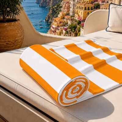PETTI Artigiani Italiani Microfibre Beach Towel, Beach or Pool Towel, Beach Towel, Large 90 x 180 cm, White Orange Stripes PETTI Artigiani Italiani Microfibre Beach Towel, Beach or Pool Towel, Beach Towel, Large 90 x 180 cm, White Orange Stripes