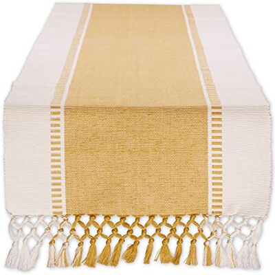 DII Dobby Stripe Woven Table Runner, Cotton, Honey Gold, 13 x 108 cm DII Dobby Stripe Woven Table Runner, Cotton, Honey Gold, 13 x 108 cm