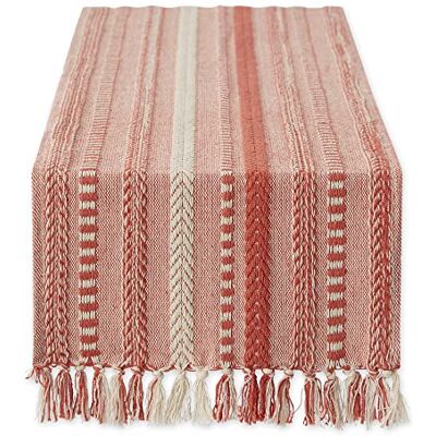 DII Farmhouse Braided Stripe Table Runner Collection, 15x72 (15x77, Fringe Included), Spice DII Farmhouse Braided Stripe Table Runner Collection, 15x72 (15x77, Fringe Included), Spice