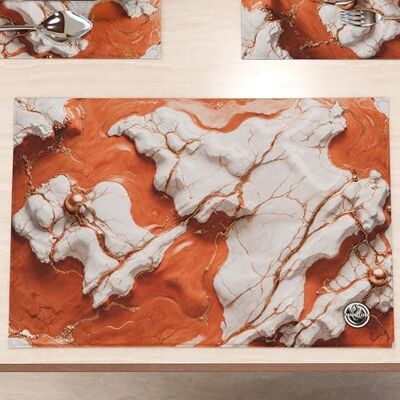 PETTI Artigiani Italiani MARBLELIZED Washable American Placemats, Terracotta Marble Effect Fabric Placemats, Set of 2 (30 x 45 cm) Elegant, Ideal for Breakfast, Lunch and Dinner, Gift Idea, 100% Made in Italy PETTI Artigiani Italiani MARBLELIZED Washable American Placemats, Terracotta Marble Effect Fabric Placemats, Set of 2 (30 x 45 cm) Elegant, Ideal for Breakfast, Lunch and Dinner, Gift Idea, 100% Made in Italy