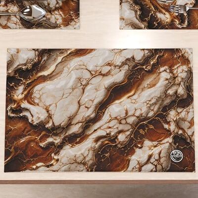 PETTI Artigiani Italiani MARBLELIZED Washable American Placemats, Brown Marble Effect Fabric Placemats, Set of 6 (30 x 45 cm) Elegant, Ideal for Breakfast, Lunch and Dinner, Gift Idea, 100% Made in Italy PETTI Artigiani Italiani MARBLELIZED Washable American Placemats, Brown Marble Effect Fabric Placemats, Set of 6 (30 x 45 cm) Elegant, Ideal for Breakfast, Lunch and Dinner, Gift Idea, 100% Made in Italy