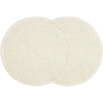Alpha Handmade Round Beaded Placemat for Dining Table Pack of 2 Measures 14 inches for Gathering, Occasional Decoration and Family Parties Celebrations Multi Colour Alpha Handmade Round Beaded Placemat for Dining Table Pack of 2 Measures 14 inches for Gathering, Occasional Decoration and Family Parties Celebrations Multi Colour