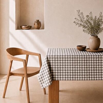 svet Stain Resistant Tablecloth, Extra Soft Fabric, Rectangular Table, Waterproof Cotton, 140 x 260 cm (Vichy Hazelnut Square) svet Stain Resistant Tablecloth, Extra Soft Fabric, Rectangular Table, Waterproof Cotton, 140 x 260 cm (Vichy Hazelnut Square)