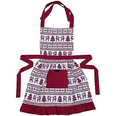 Ragged Rose Christmas Apron Kids Aprons for Cooking & Dishwashing Frilly Apron with Adjustable Neck Strap, Front Pocket, & Ties Nordic Red Apron for 3-7 Years Old 63 cm x 44 cm Cotton Apron Ragged Rose Christmas Apron Kids Aprons for Cooking & Dishwashing Frilly Apron with Adjustable Neck Strap, Front Pocket, & Ties Nordic Red Apron for 3-7 Years Old 63 cm x 44 cm Cotton Apron