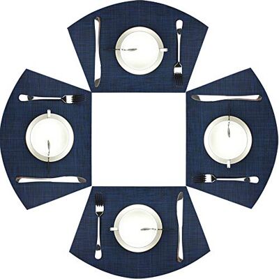 WAZAIGUR Wedge Placemats,Set of 4 Vinyl Placemats for Round Tables Woven Non-Slip Heat-Resistant Easy to Clean Wipeable Washable Dinner Table Mats(Navy Blue) WAZAIGUR Wedge Placemats,Set of 4 Vinyl Placemats for Round Tables Woven Non-Slip Heat-Resistant Easy to Clean Wipeable Washable Dinner Table Mats(Navy Blue)