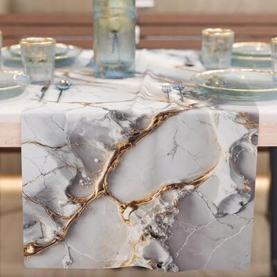 PETTI Artigiani Italiani Modern Elegant Grey Marble Effect Table Runner, 100% Made in Italy PETTI Artigiani Italiani Modern Elegant Grey Marble Effect Table Runner, 100% Made in Italy