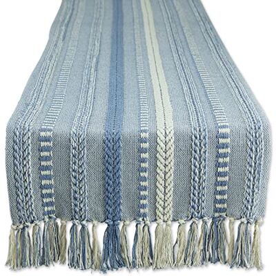 DII Table Runner Collection, Cotton, Stonewash Blue, 15x108 (15x113, Fringe Included) DII Table Runner Collection, Cotton, Stonewash Blue, 15x108 (15x113, Fringe Included)