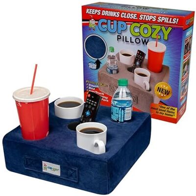 Cup Cozy Pillow Cup Cozy Deluxe Pillow (Navy)- As Seen on TV-The World's Best Cup Holder! Keep Your Drinks Close and Prevent Spills. Use it Anywhere-Couch, Floor, Bed, Man cave, car, RV, Park, Beach and More! Cup Cozy Pillow Cup Cozy Deluxe Pillow (Navy)- As Seen on TV-The World's Best Cup Holder! Keep Your Drinks Close and Prevent Spills. Use it Anywhere-Couch, Floor, Bed, Man cave, car, RV, Park, Beach and More!