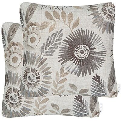 Mika Home Pack of 2 Decorative Throw Pillows Cases Cushion Cover for Sofa Couch Bed,Sunflower Pattern,20x20 Inches,Grey Cream Mika Home Pack of 2 Decorative Throw Pillows Cases Cushion Cover for Sofa Couch Bed,Sunflower Pattern,20x20 Inches,Grey Cream