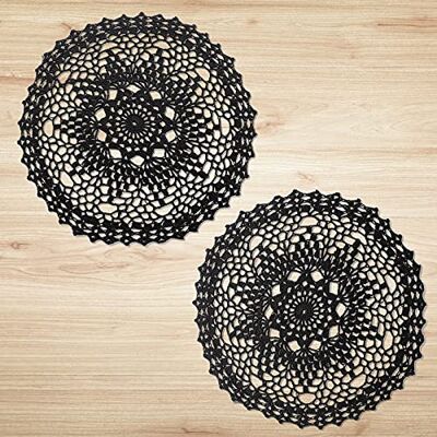 Qxzvzem 2 Pieces 12 Inch Doilies Crochet for Dressers and End Tables Crafts Disposable Small Valentines Doilies Cloth Lace Placemats Coasters Black Cotton Round Tablecloth Qxzvzem 2 Pieces 12 Inch Doilies Crochet for Dressers and End Tables Crafts Disposable Small Valentines Doilies Cloth Lace Placemats Coasters Black Cotton Round Tablecloth