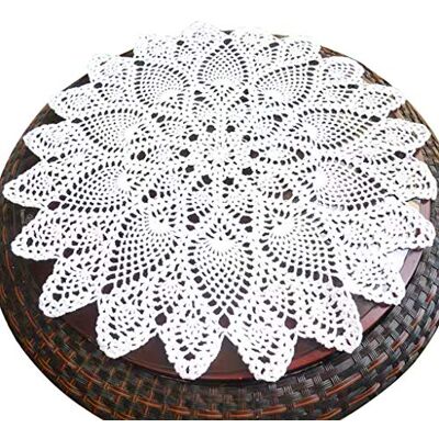 PHANTOMON 20 Inch Lace Doilies Table Placemats Handmade Crochet Cloth Round Coasters Knitted Doilies for Tables Sofa Cover, 100% Cotton (White) PHANTOMON 20 Inch Lace Doilies Table Placemats Handmade Crochet Cloth Round Coasters Knitted Doilies for Tables Sofa Cover, 100% Cotton (White)