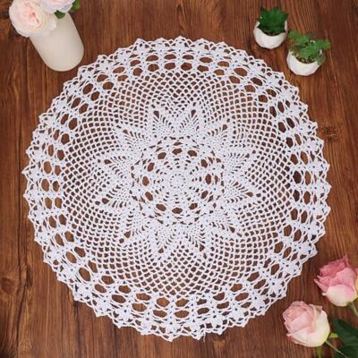 kilofly Handmade Crochet Cotton Lace Table Sofa Doily, Waterlily, White, 22 inch kilofly Handmade Crochet Cotton Lace Table Sofa Doily, Waterlily, White, 22 inch