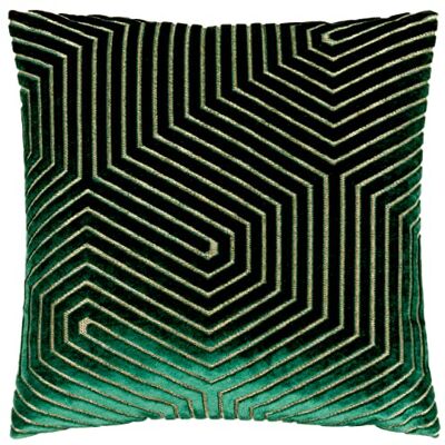 Paoletti Evoke Geometric Cut Velvet Cushion Cover - Emerald - One Size Paoletti Evoke Geometric Cut Velvet Cushion Cover - Emerald - One Size