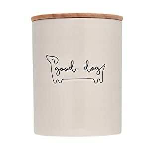 Pearhead Good Dog Treat Jar, Ceramic and Wood Pet Treat Canister, Neutral Modern Kitchen Decor, Pet Accessories, Dog Biscuit Storage Jar, Freshness Seal, Holds 4 Cups Pearhead Good Dog Treat Jar, Ceramic and Wood Pet Treat Canister, Neutral Modern Kitchen Decor, Pet Accessories, Dog Biscuit Storage Jar, Freshness Seal, Holds 4 Cups
