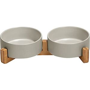 SPUNKYJUNKY Ceramic Dog and Cat Bowl with Wood Stand Non-Slip Matte Glaze Weighted Food Water Set for Cats &Small Dogs 13.5OZ SPUNKYJUNKY Ceramic Dog and Cat Bowl with Wood Stand Non-Slip Matte Glaze Weighted Food Water Set for Cats &Small Dogs 13.5OZ