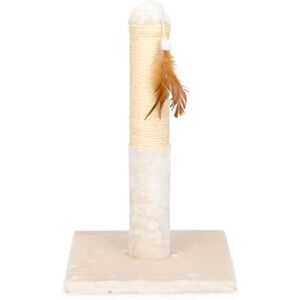 Petface Cat Scratch Post with Feather for Cats or Kittens, Cream, 48.5H x 30W x 30D cm Petface Cat Scratch Post with Feather for Cats or Kittens, Cream, 48.5H x 30W x 30D cm