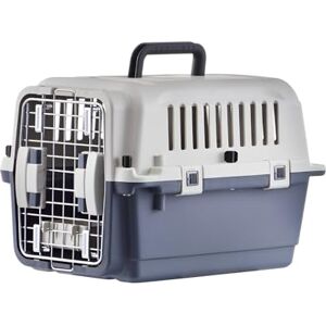 Lanco Portable and Breathable Plastic Large Dog Carrier. Pets Dogs and Cats. Resistant material. 24x16x16 inches (L*W*H). Gray and White Color. Lanco Portable and Breathable Plastic Large Dog Carrier. Pets Dogs and Cats. Resistant material. 24x16x16 inches (L*W*H). Gray and White Color.