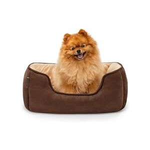 lionto Dog bed 2-in-1 with comfortable entry, cuddly pet bed for dogs and cats that can be turned, 60x50 cm, dog cushion in easy-care suede look, brown/beige lionto Dog bed 2-in-1 with comfortable entry, cuddly pet bed for dogs and cats that can be turned, 60x50 cm, dog cushion in easy-care suede look, brown/beige