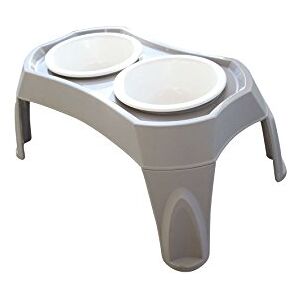 M-PETS - COMBI - Grey - White - Double Bowl with Stand M-PETS - COMBI - Grey - White - Double Bowl with Stand