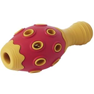 JACK AND VANILLA , Durable Rubber Dog Toy, Skittle Shape Design, Easy to Clean, Stimulates Interaction, Size 6", Red and Yellow JACK AND VANILLA , Durable Rubber Dog Toy, Skittle Shape Design, Easy to Clean, Stimulates Interaction, Size 6", Red and Yellow