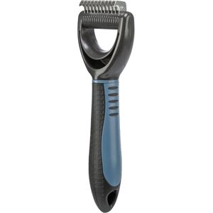 Trixie coat detangler for detangling and thinning cuts small tangles smoothes top coat and undercoat 1 cm tine length rubberised plastic handle 6 x 18 cm black/blue 24242 Trixie coat detangler for detangling and thinning cuts small tangles smoothes top coat and undercoat 1 cm tine length rubberised plastic handle 6 x 18 cm black/blue 24242