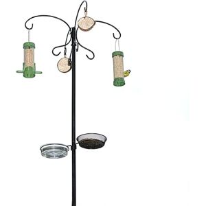 RSPB Wild Bird Feeders Hanging Station Premium Bird Feeder Hanger with Eight Hooks, Free Standing Metal Pole for Gardens and Outdoor Use, Includes Water Bowl and Feeding Tray (Black) (2.2m x 25mm) RSPB Wild Bird Feeders Hanging Station Premium Bird Feeder Hanger with Eight Hooks, Free Standing Metal Pole for Gardens and Outdoor Use, Includes Water Bowl and Feeding Tray (Black) (2.2m x 25mm)