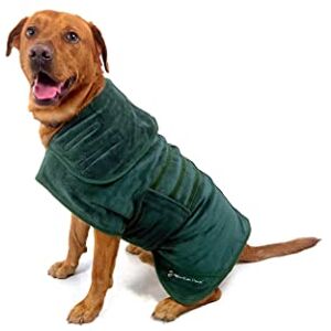 Mountain Paws Dog Drying Robe Microfibre Dog Towel Robe Super Absorbent Dog or Puppy Bathrobe with Adjustable Collar/Hood & Belly Strap Super Soft Fast Drying, Green Mountain Paws Dog Drying Robe Microfibre Dog Towel Robe Super Absorbent Dog or Puppy Bathrobe with Adjustable Collar/Hood & Belly Strap Super Soft Fast Drying, Green