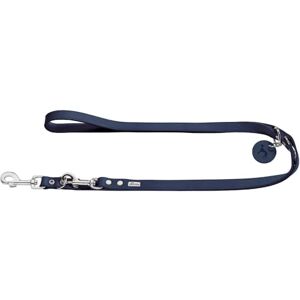 HUNTER Adjustable Dog Lead Made of Leather, Colour: Dark Blue, Extra Durable, Adjustable to 3 Positions, with Leather Key Ring, Made in Germany, Size: 13/200 HUNTER Adjustable Dog Lead Made of Leather, Colour: Dark Blue, Extra Durable, Adjustable to 3 Positions, with Leather Key Ring, Made in Germany, Size: 13/200
