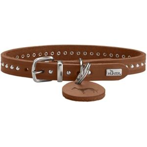 HUNTER Aalborg Style Dog Collar, Colour: Cognac, Greased Full Cowhide Leather, Robust, Comfortable, Stylish Studded Trim, Made in Germany, Size: 32 HUNTER Aalborg Style Dog Collar, Colour: Cognac, Greased Full Cowhide Leather, Robust, Comfortable, Stylish Studded Trim, Made in Germany, Size: 32