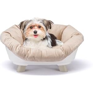 Ferplast Dog Bed & Cat Bed with Cushion, Dog Bed Washable, Raised Dog Bed, Plastic Dog Bed Small, Dog Basket & Cat Basket, Breathable & Antislip, SOFA' THRONE 64 x 48 x h 29,5 cm, White Ferplast Dog Bed & Cat Bed with Cushion, Dog Bed Washable, Raised Dog Bed, Plastic Dog Bed Small, Dog Basket & Cat Basket, Breathable & Antislip, SOFA' THRONE 64 x 48 x h 29,5 cm, White