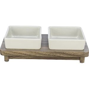 Trixie Dog Bowl Set City Style 2 x 400 ml made of white ceramic practical food bowl for large dogs 12 x 12 cm on wooden base, robust and dishwasher safe 24824 Trixie Dog Bowl Set City Style 2 x 400 ml made of white ceramic practical food bowl for large dogs 12 x 12 cm on wooden base, robust and dishwasher safe 24824